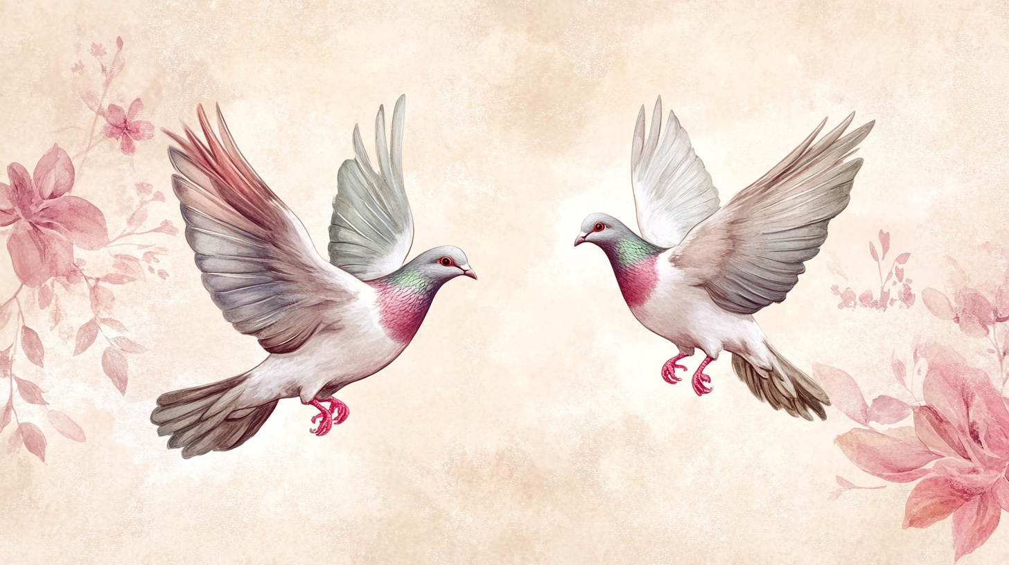 双鸽飞舞图