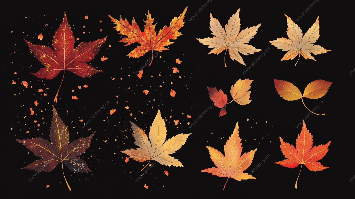 秋日枫叶集合插画作品