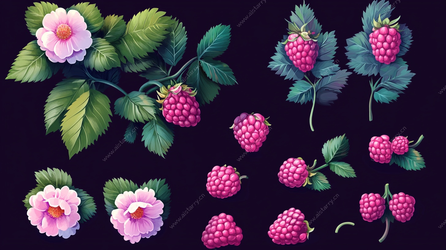 树莓花卉插画图案集