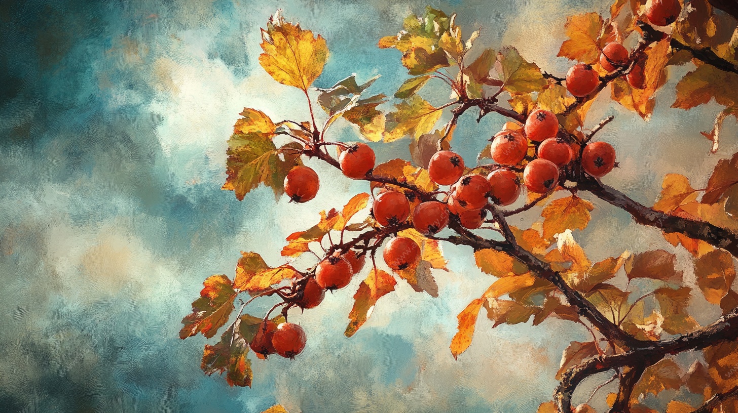 秋日红果枝头景