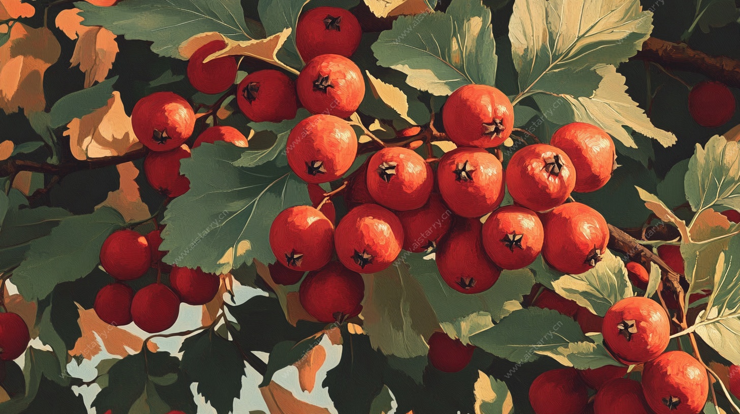 红果满枝的秋日风情画