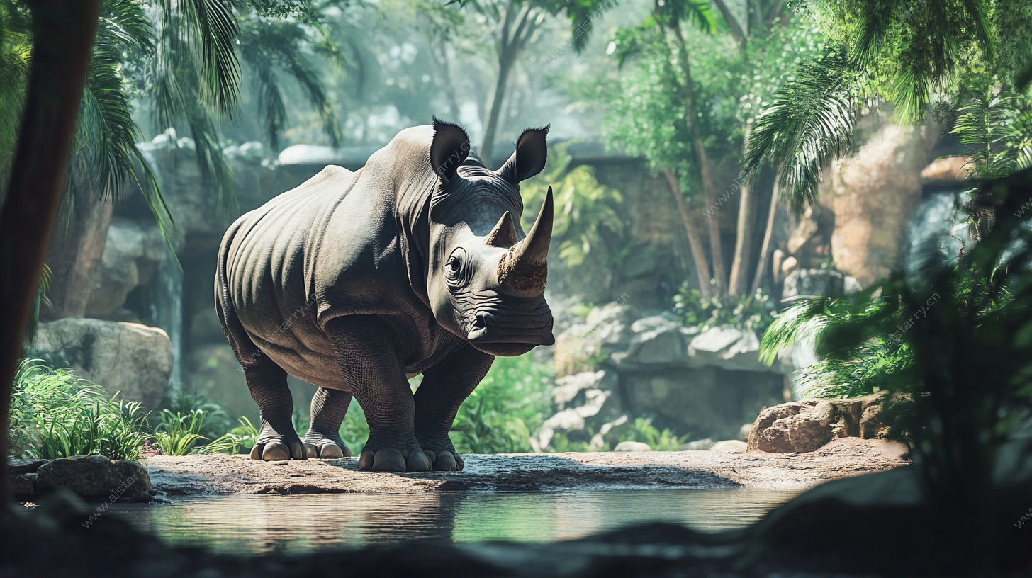 森林中的独角犀牛