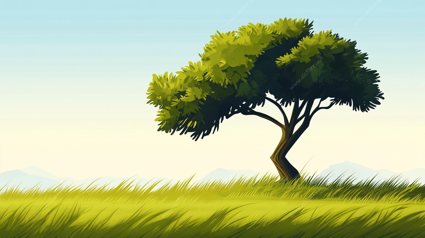 孤树屹立草原间