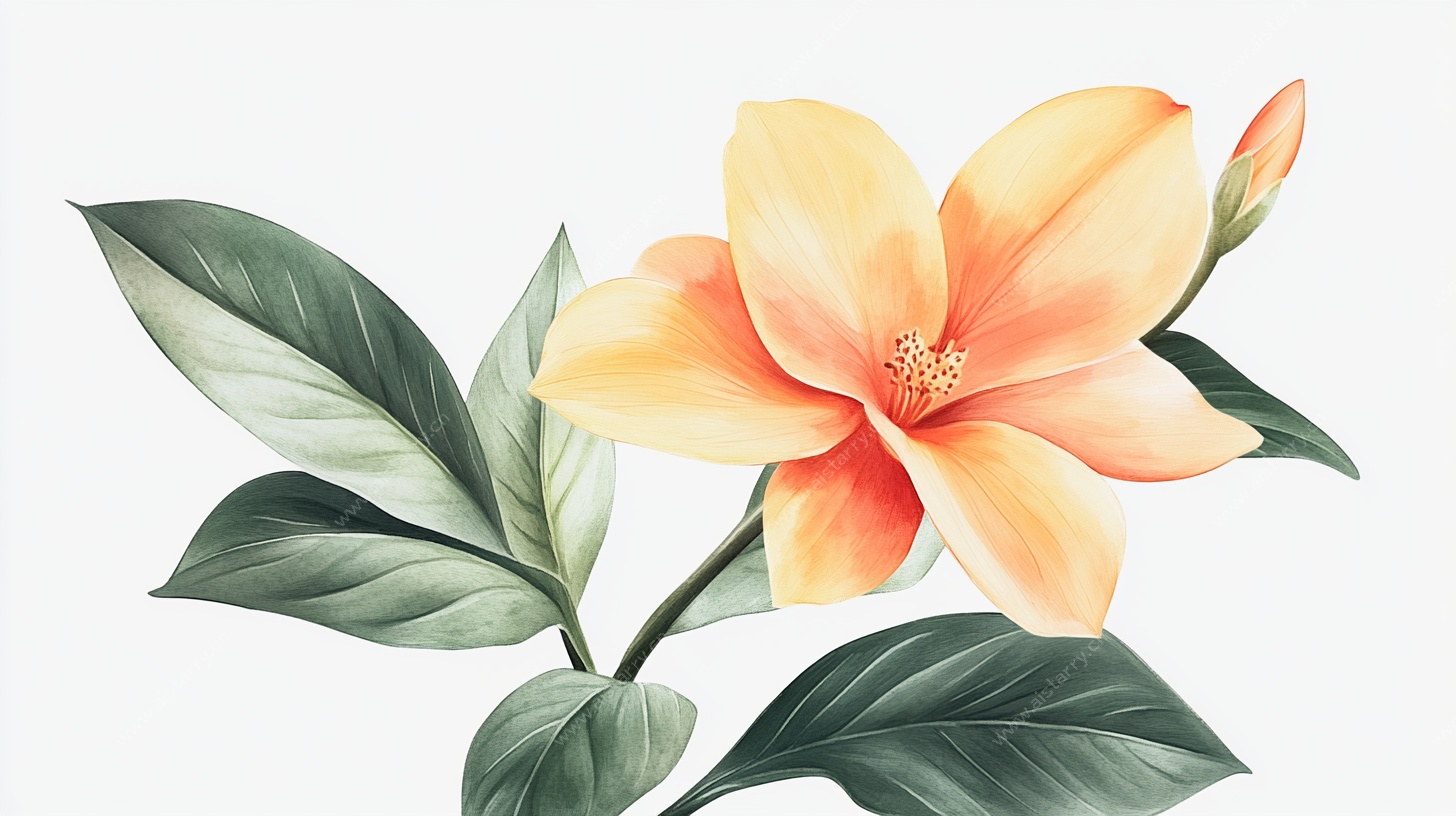 橙色花卉植物插画