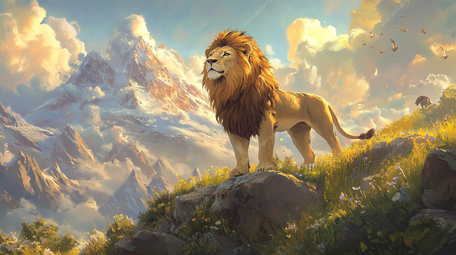 王者雄狮屹立山川之巅