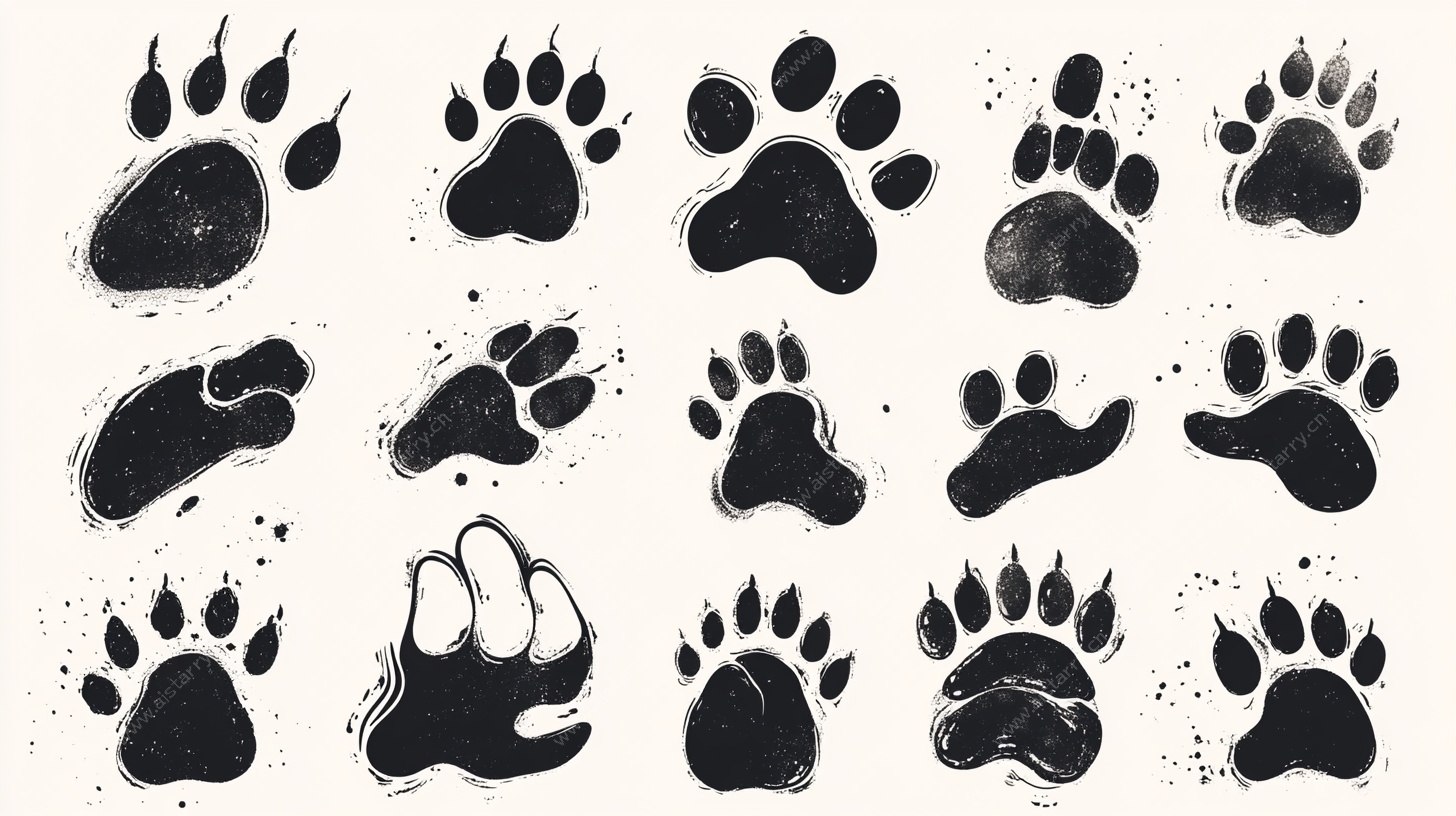 多样动物爪印插画集合