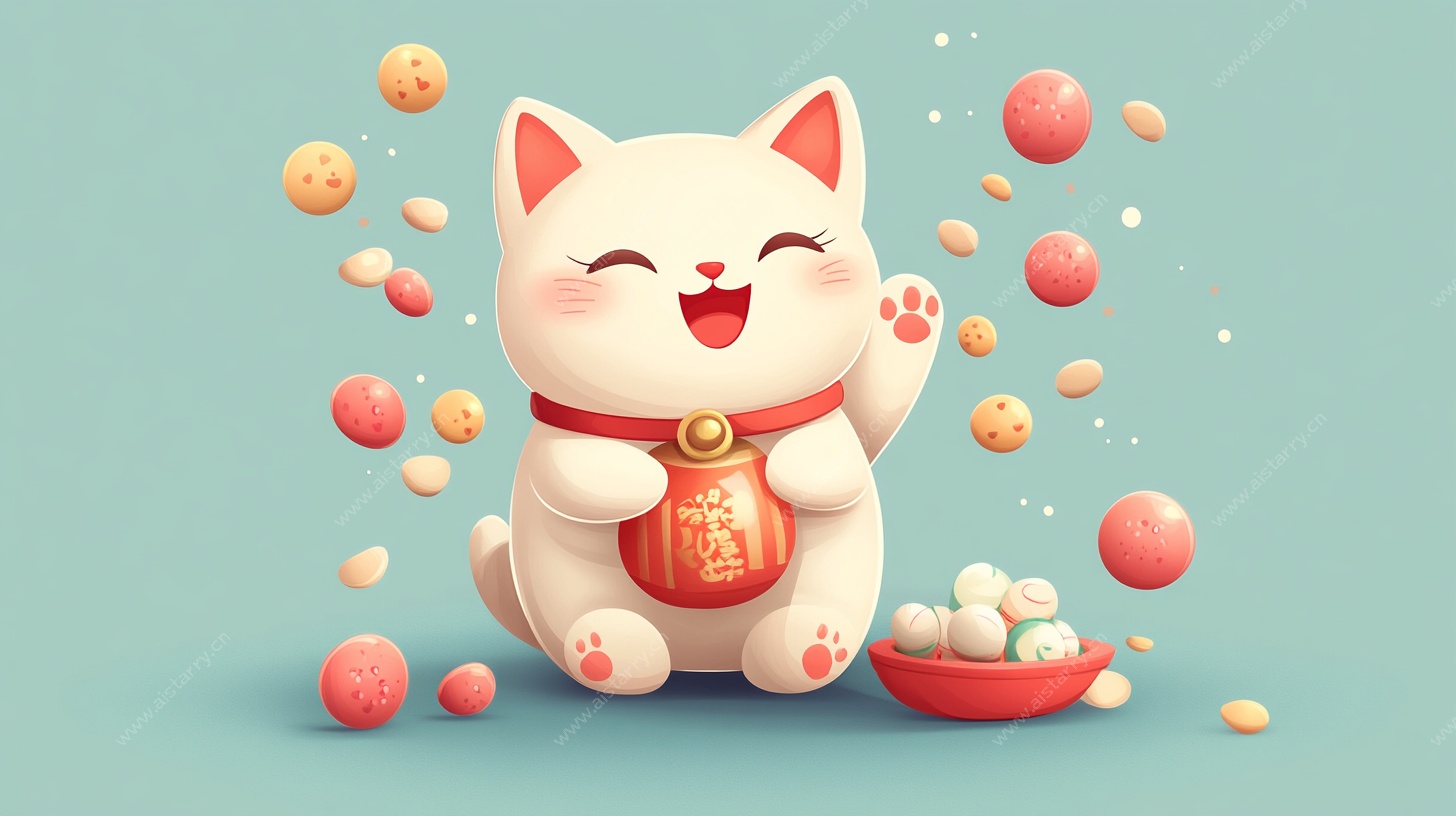 招财萌猫贺福图