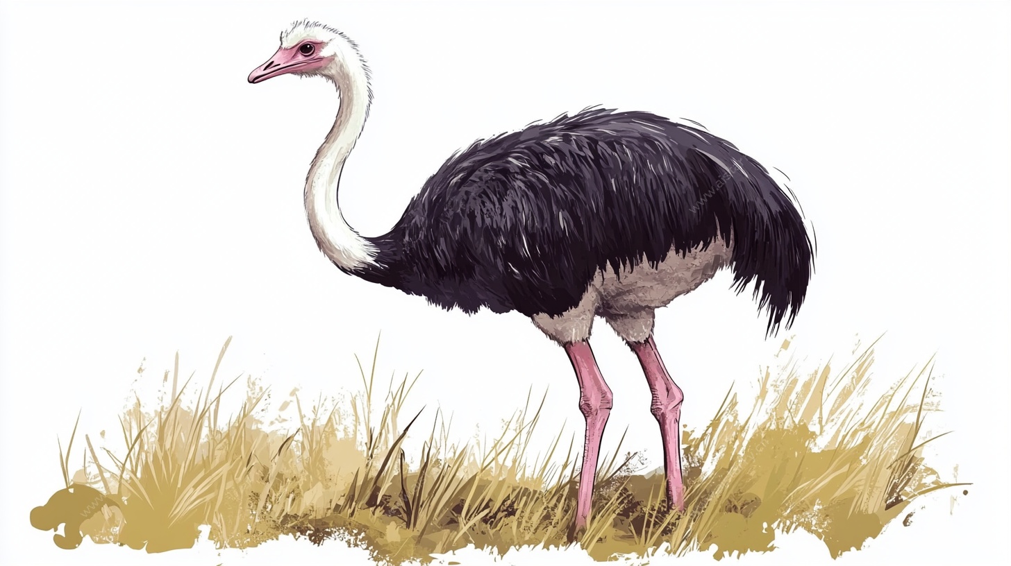站立的鸵鸟插画