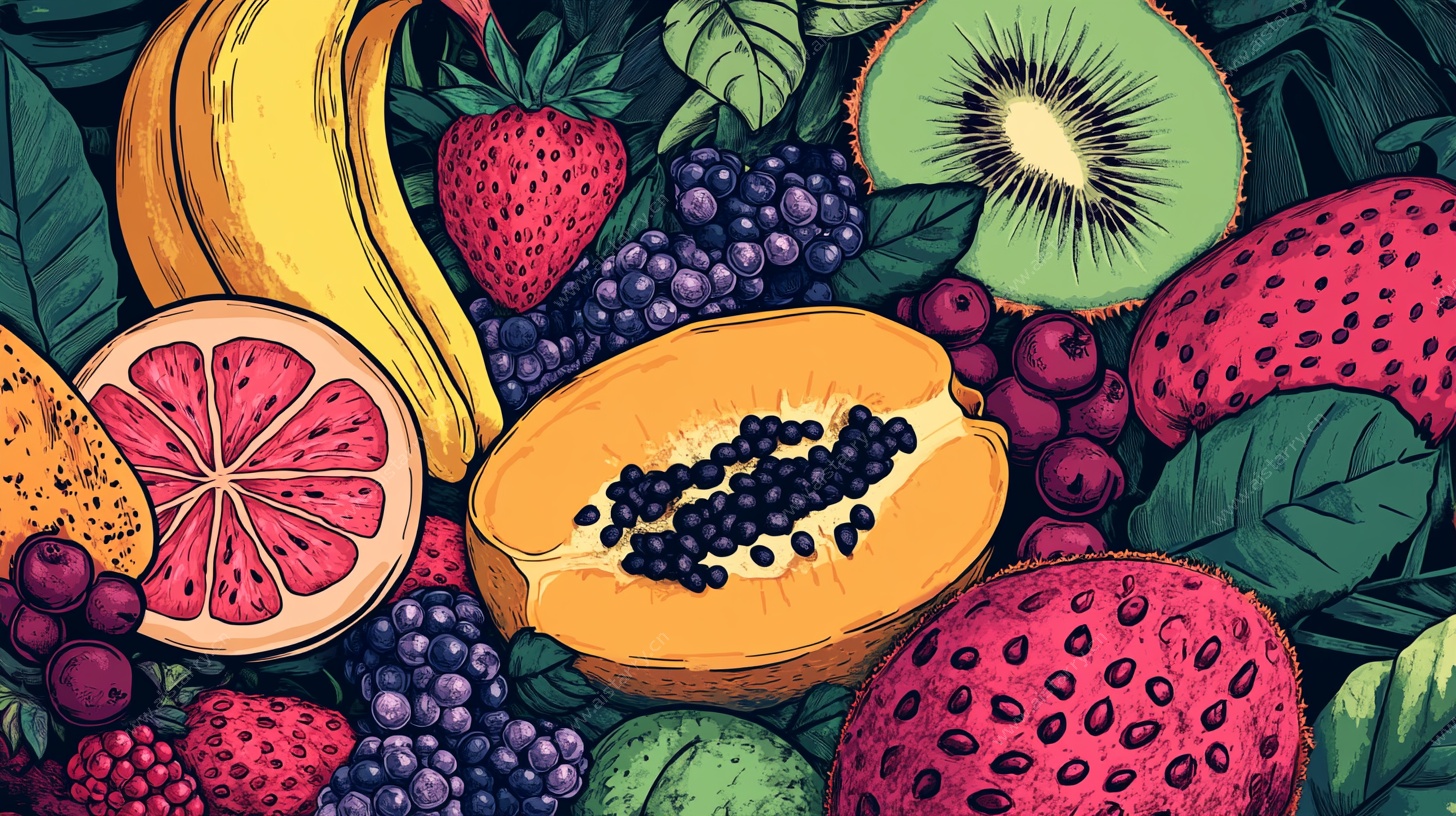缤纷水果插画