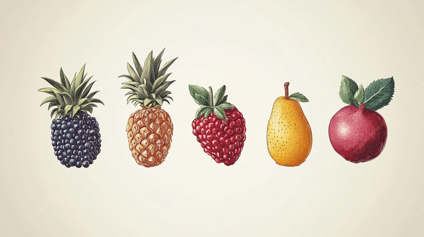 复古风水果插画展示