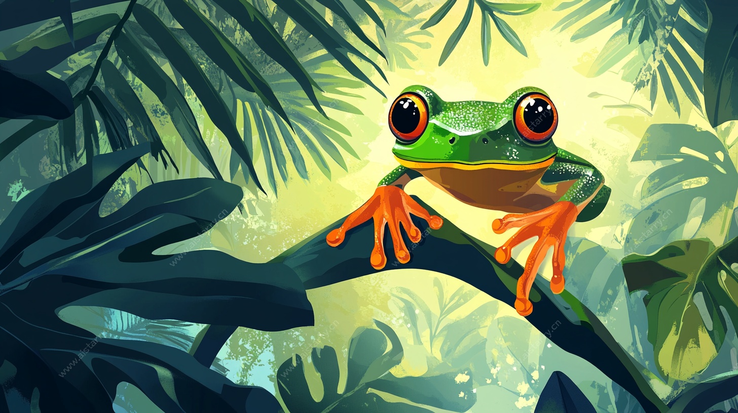 枝头绿蛙的丛林奇遇