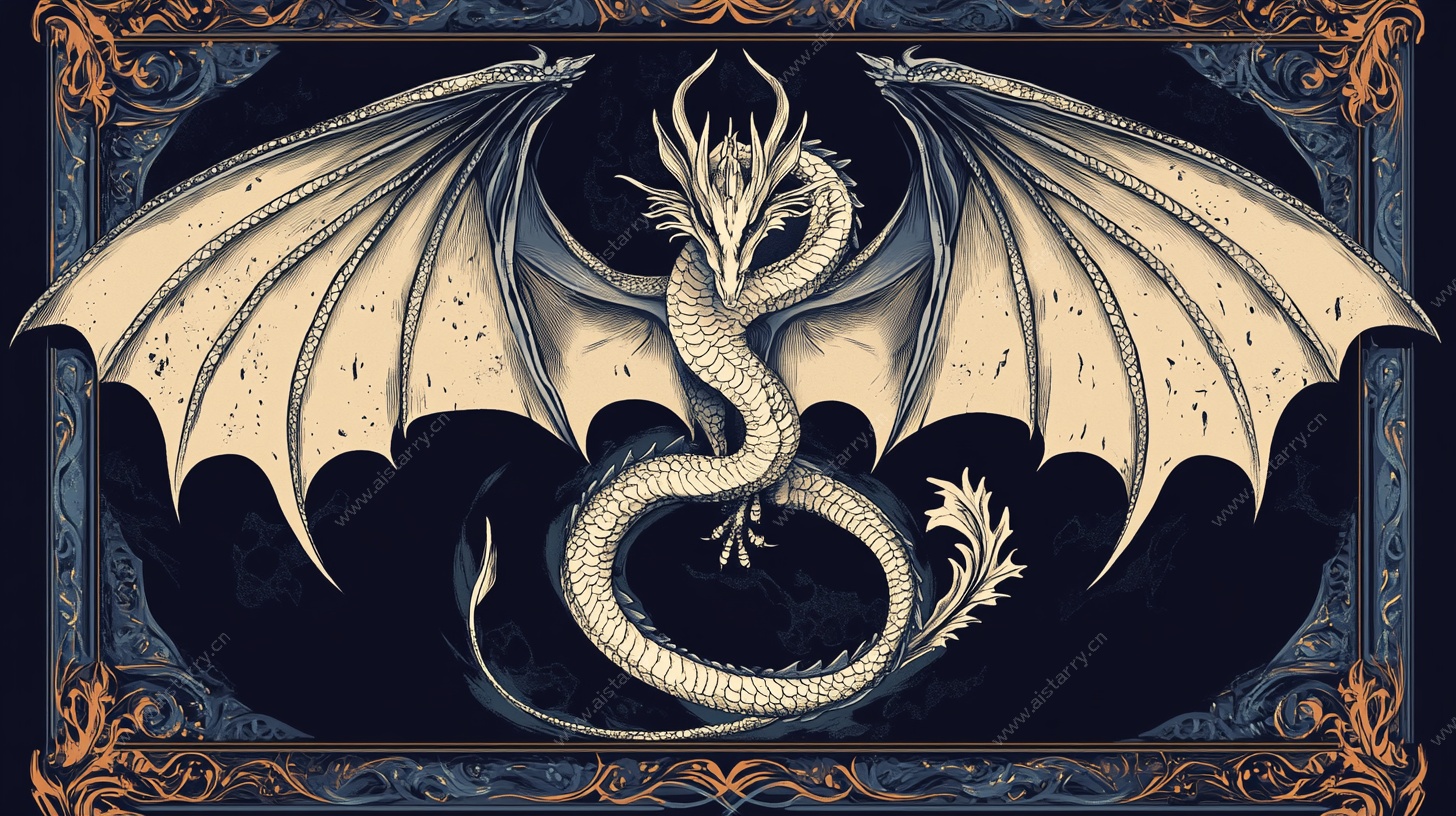 复古风格飞龙插画