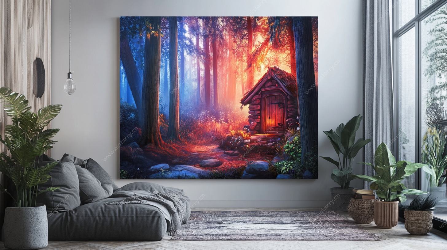 梦幻森林小屋挂画