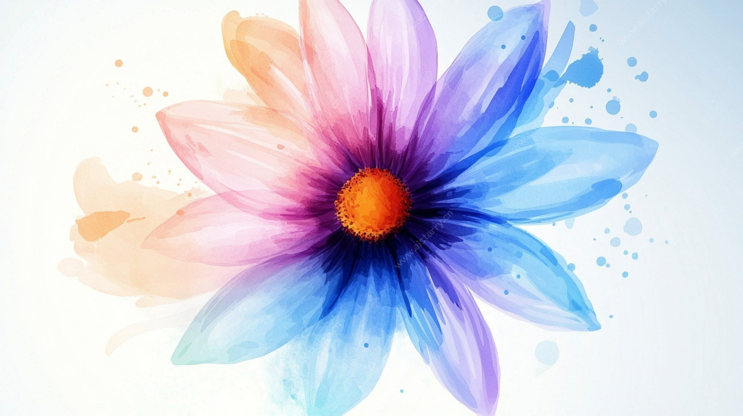 梦幻水彩花卉插画