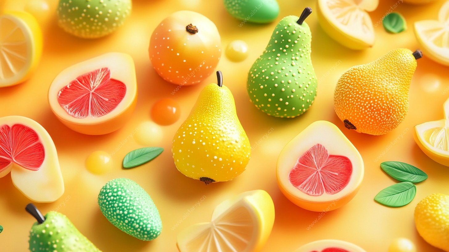 多彩水果艺术摆拍画面