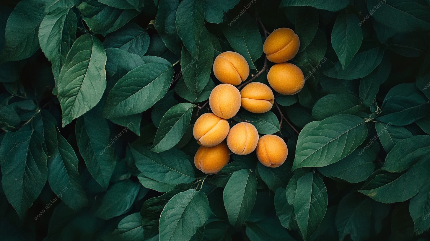 绿叶间的金黄杏子