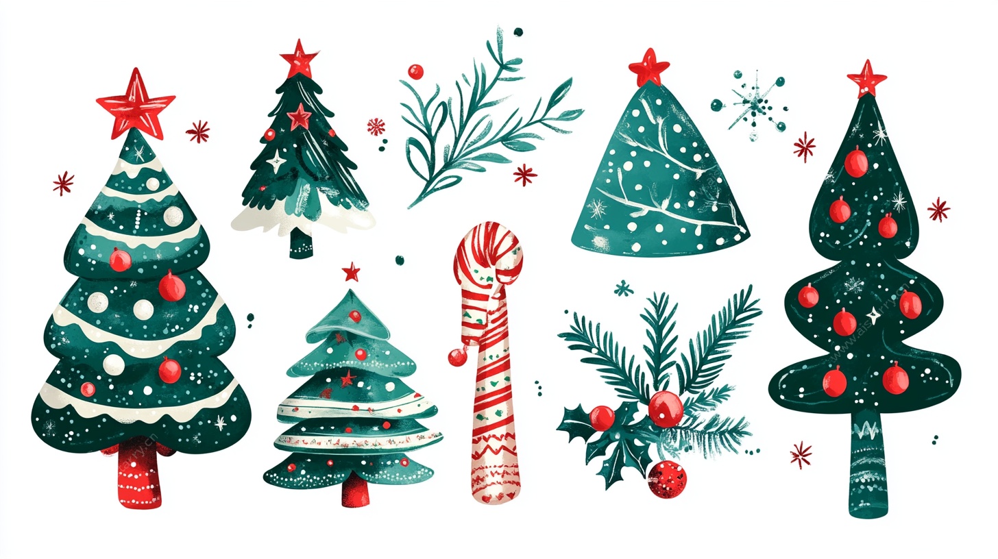 手绘圣诞元素装饰图案