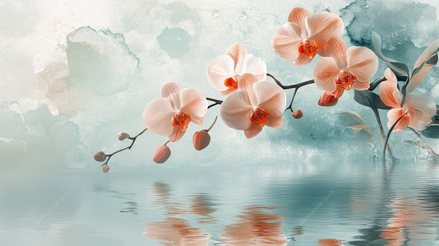 水墨幽兰映水韵