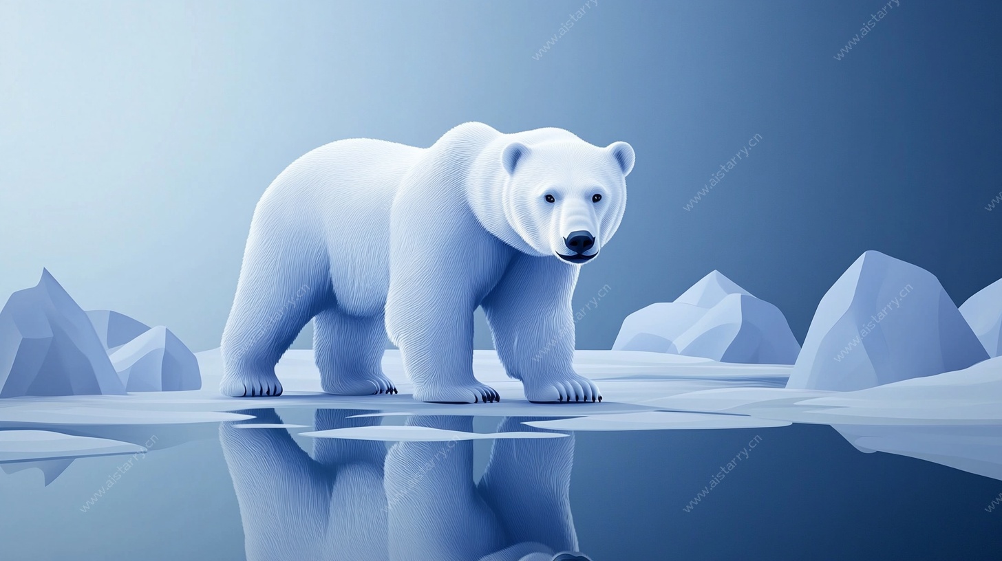 北极冰原上的北极熊