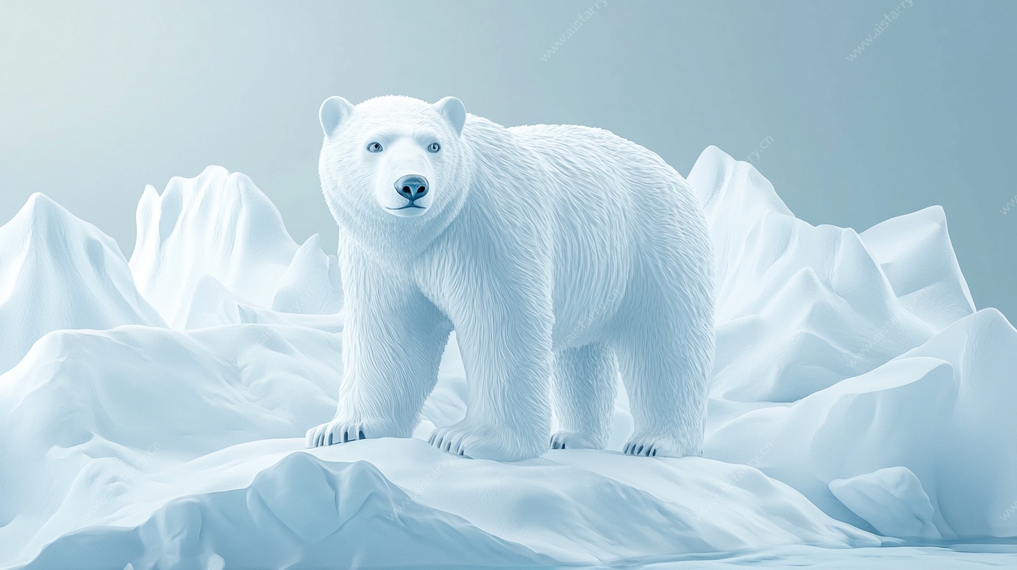 北极冰原上的孤独北极熊