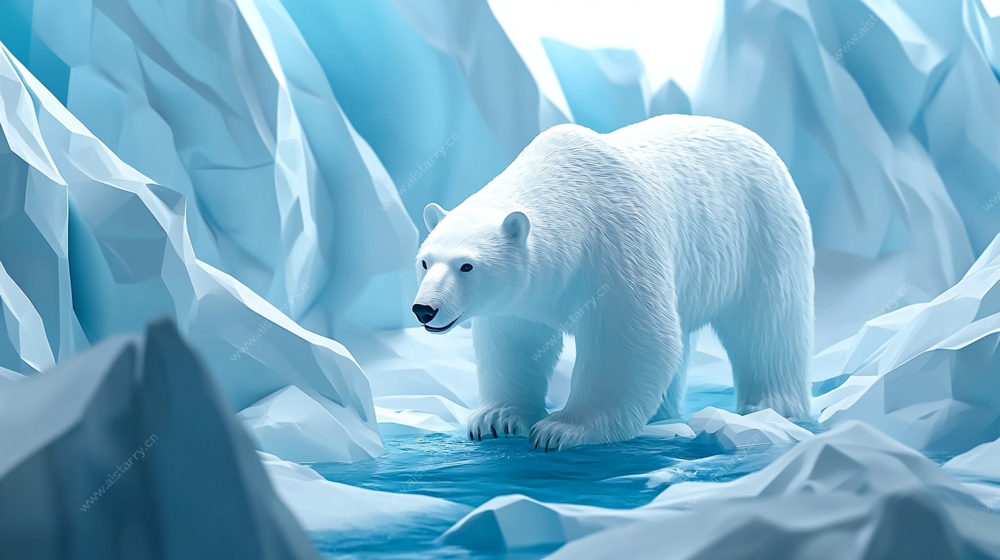 极地白熊的冰雪世界奇遇