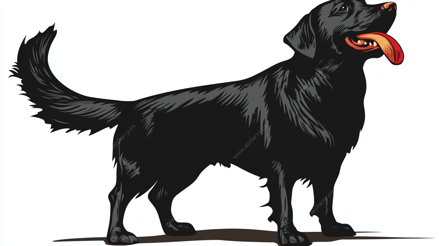 站立的黑色拉布拉多插画