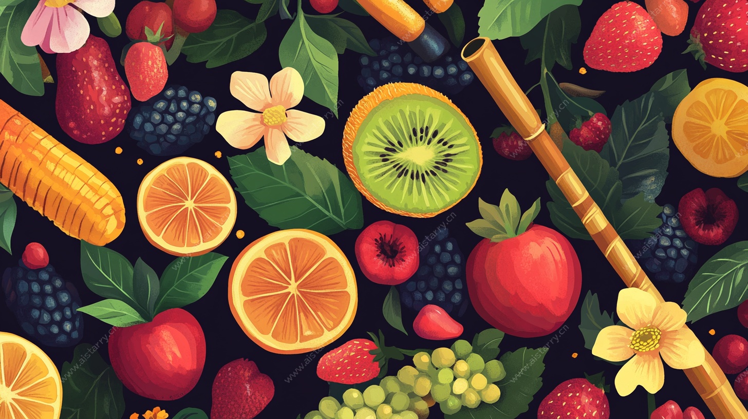 缤纷水果插画图案