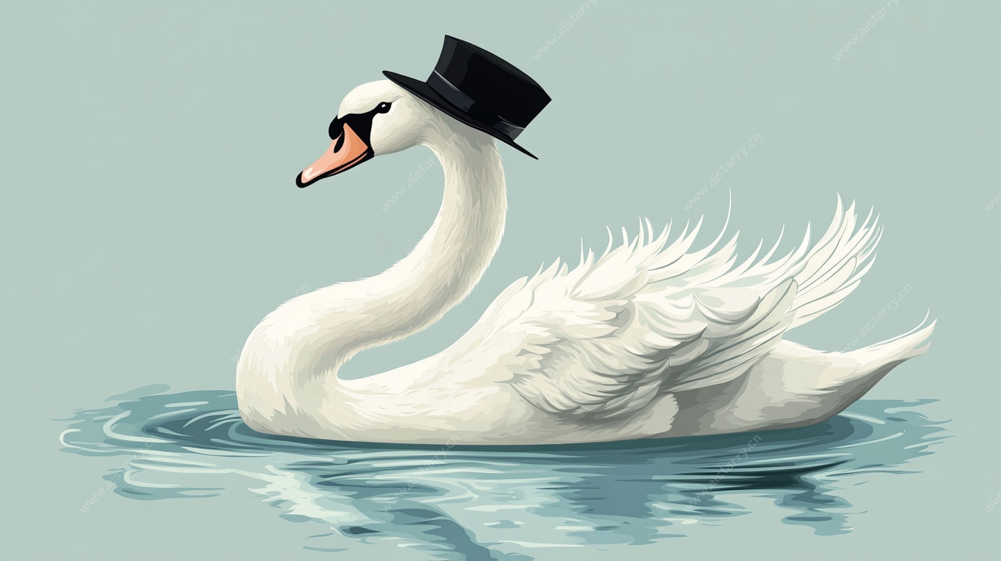 戴礼帽的优雅白天鹅