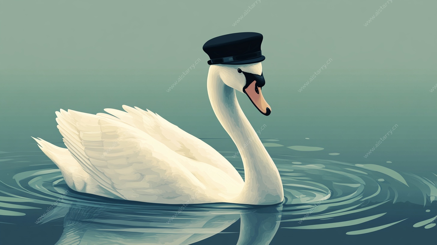 戴帽天鹅悠游水面