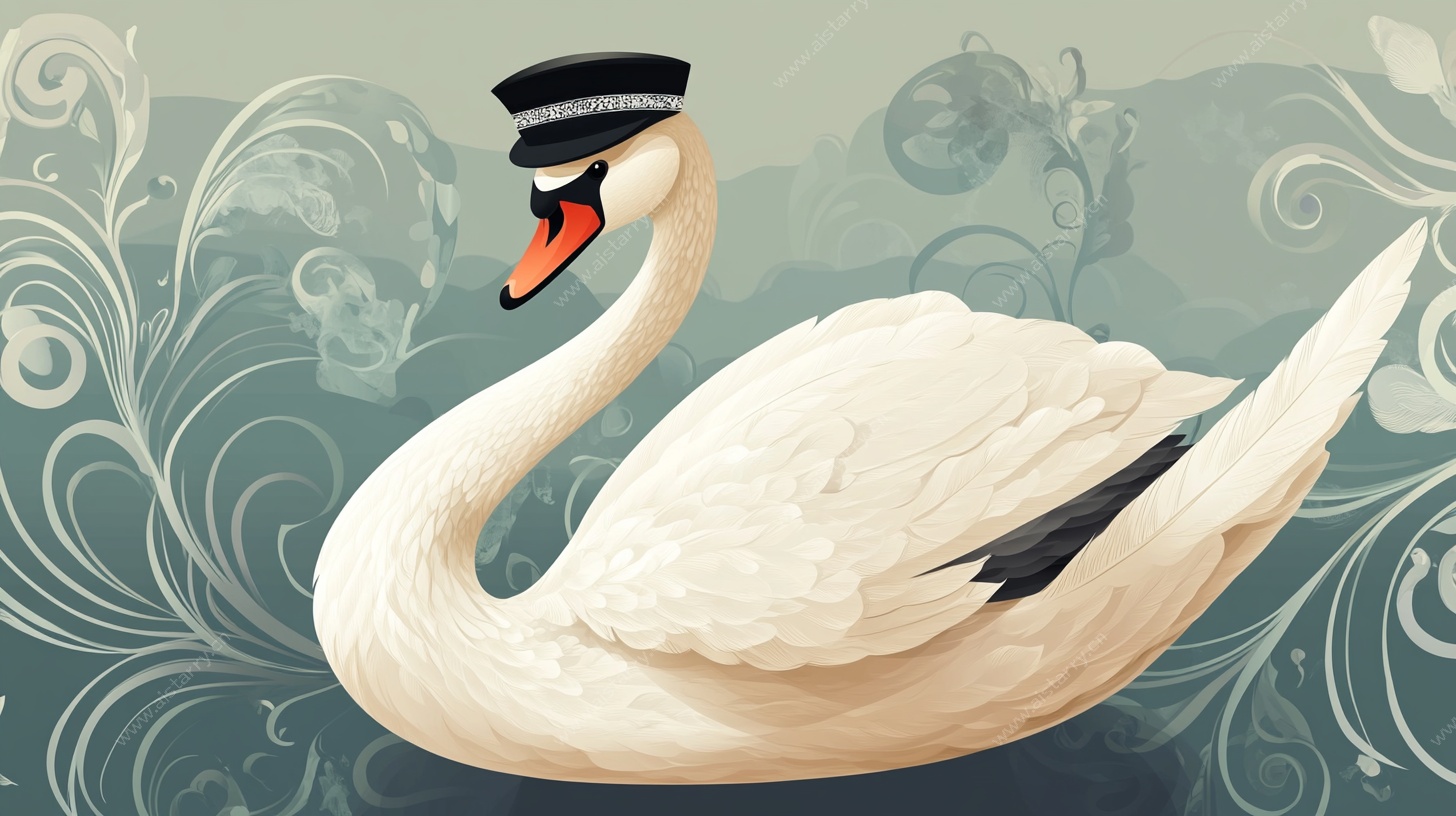 戴帽天鹅插画