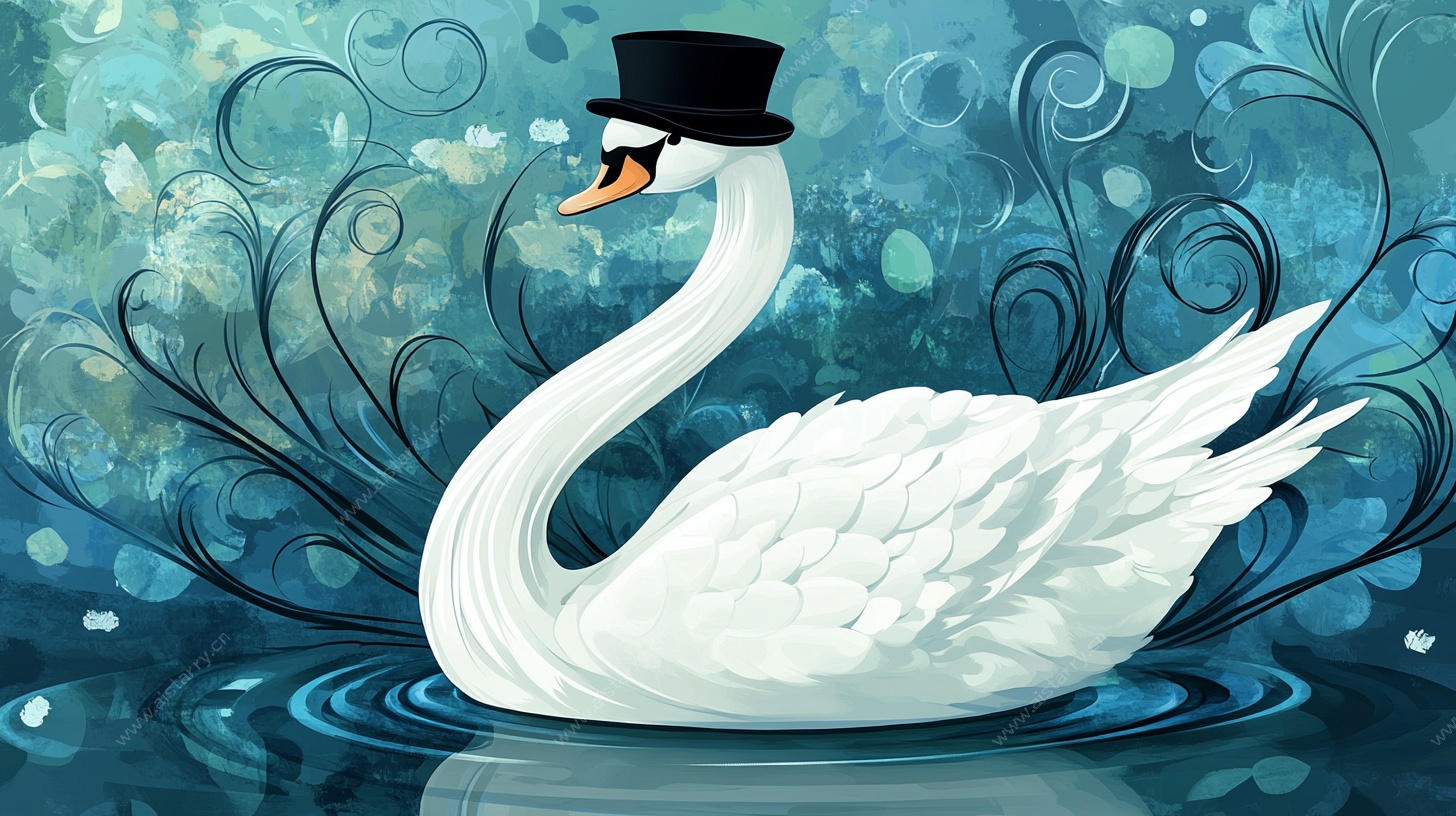戴礼帽的优雅天鹅