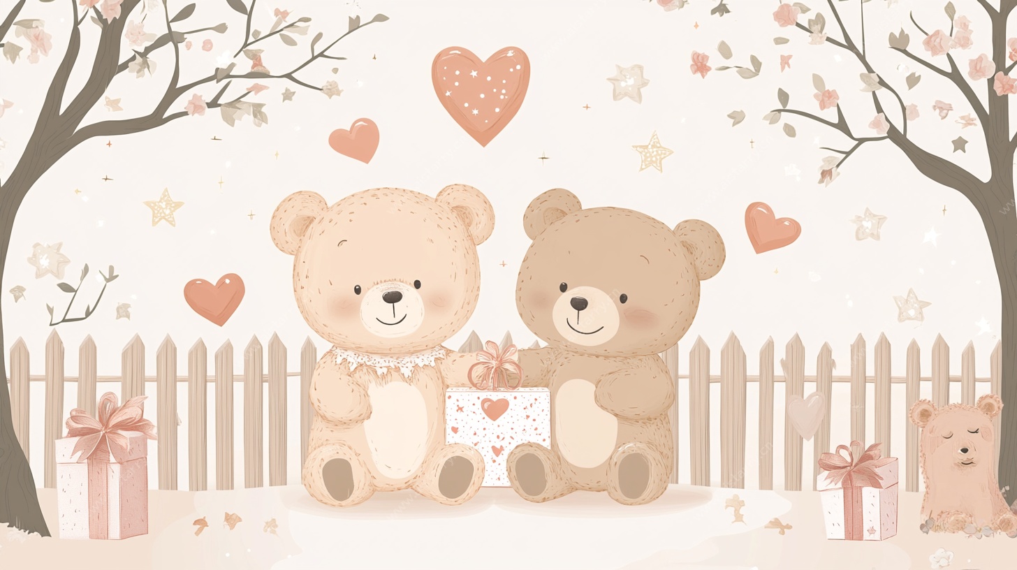可爱小熊温馨礼物场景图