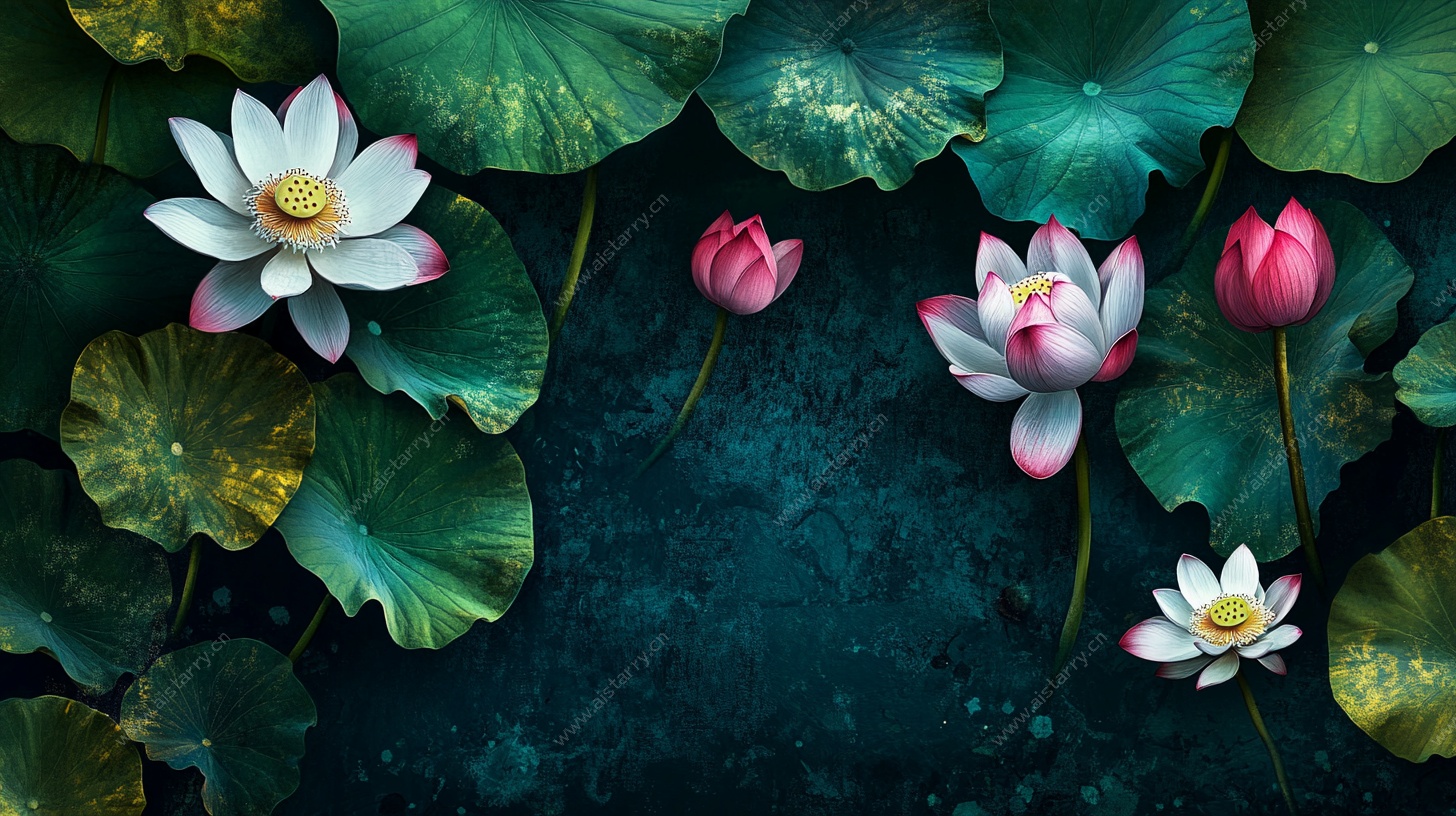 水墨风荷花荷叶图