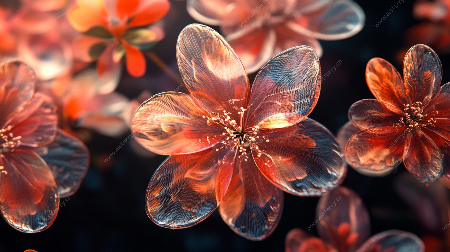 透明质感梦幻花朵特写