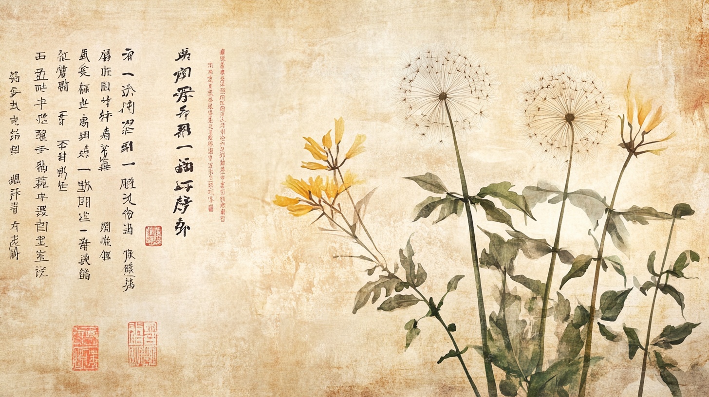 水墨蒲公英中式古风图