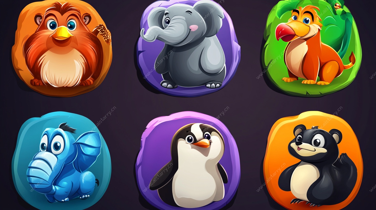 可爱动物卡通图标集合