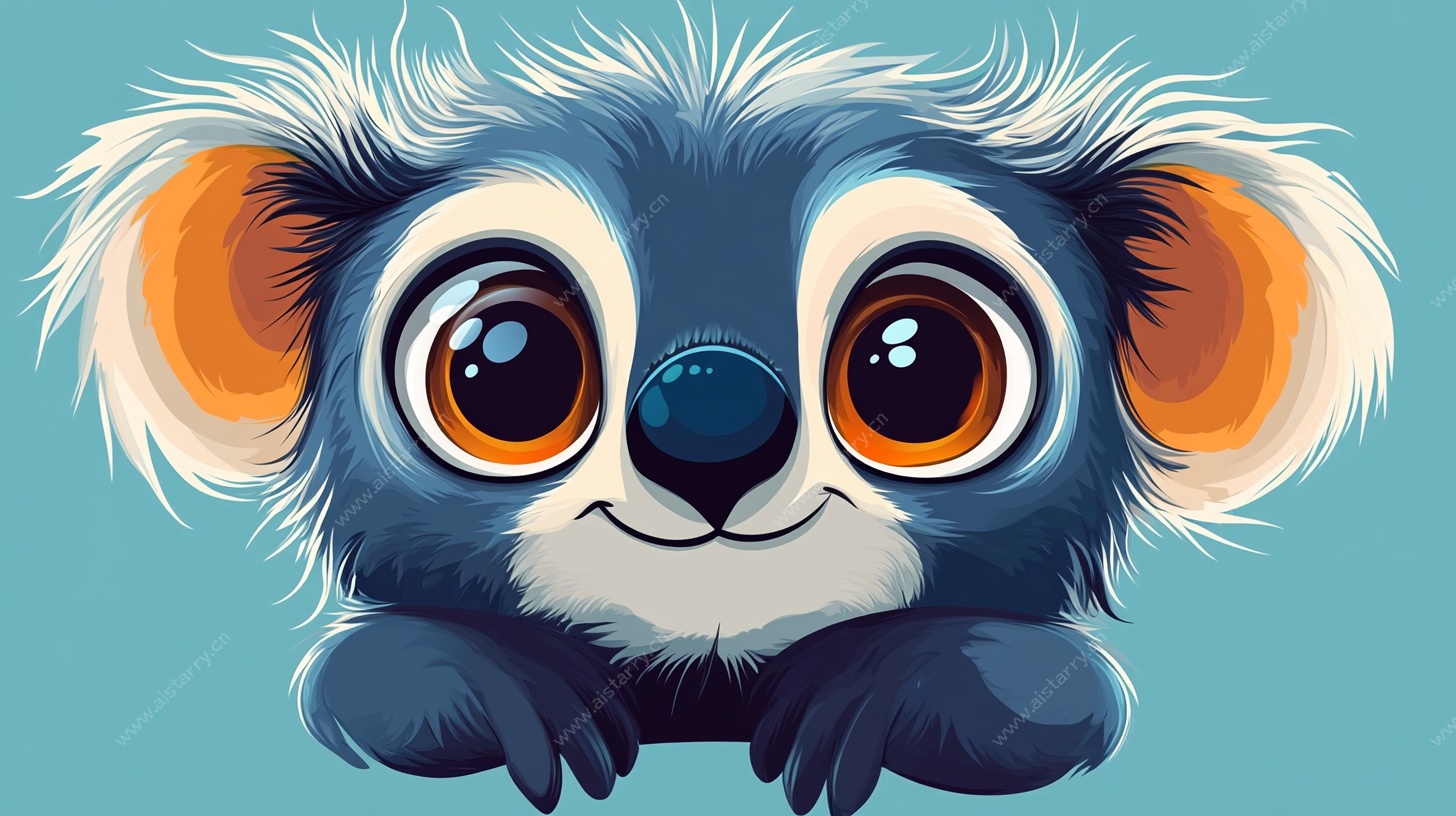 可爱蓝毛萌宠卡通形象