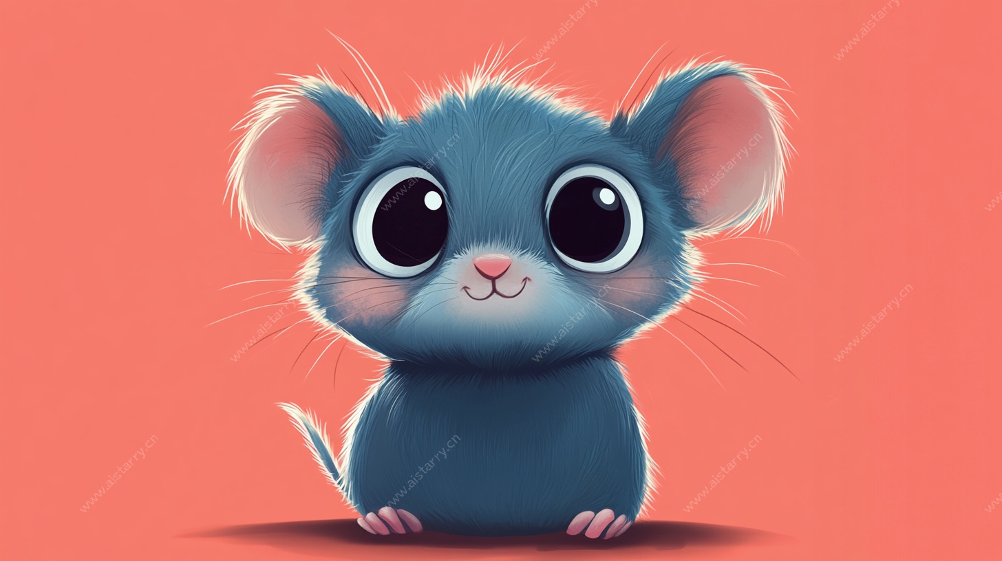 可爱蓝小鼠插画