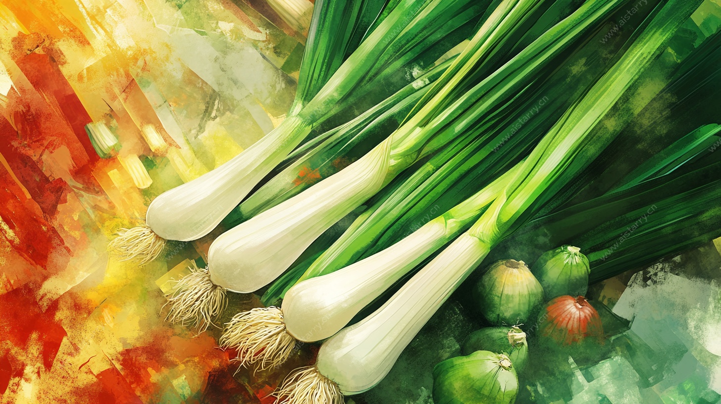 水彩风青葱蔬菜图