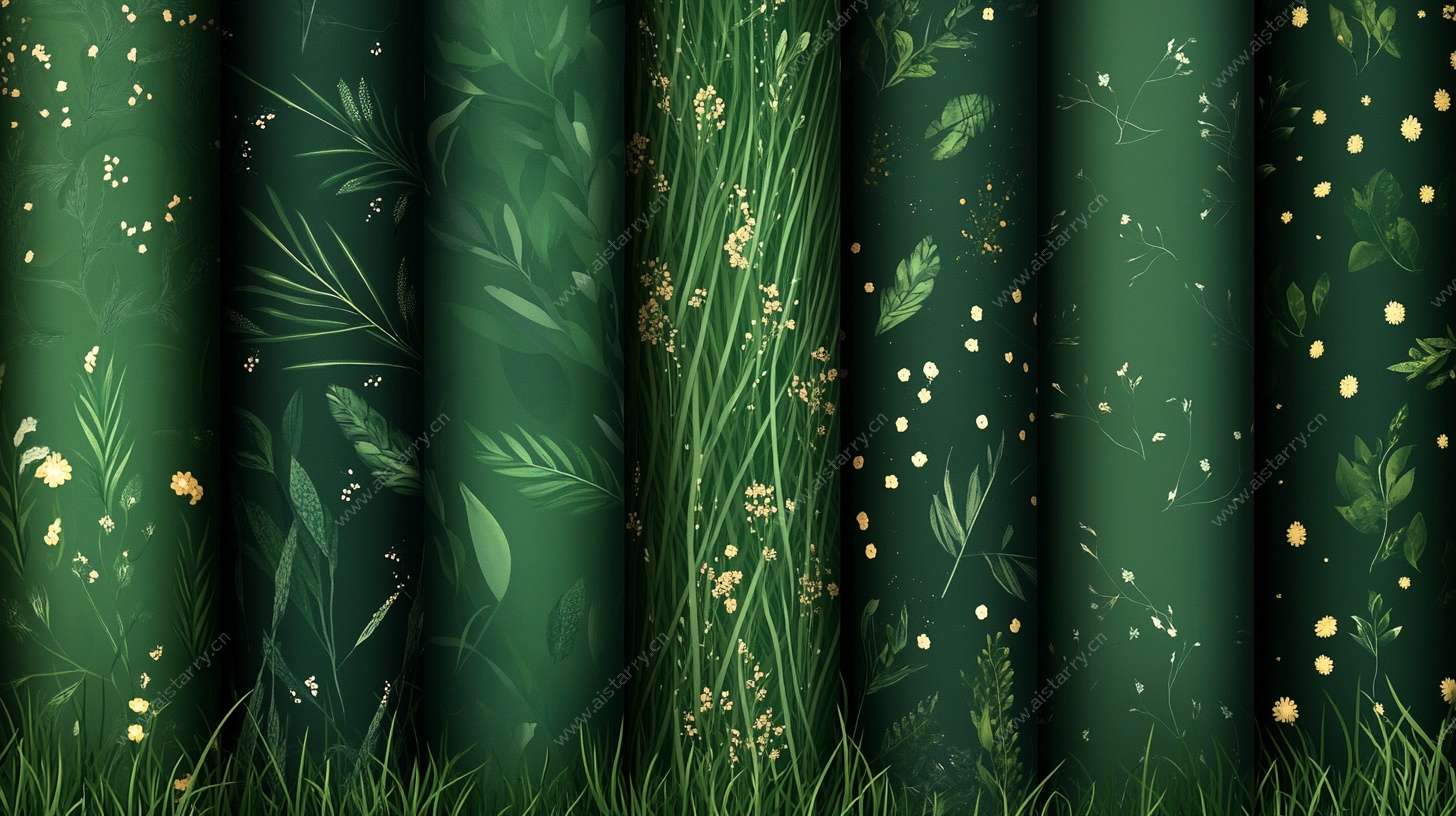 绿色梦幻植物竖纹背景图