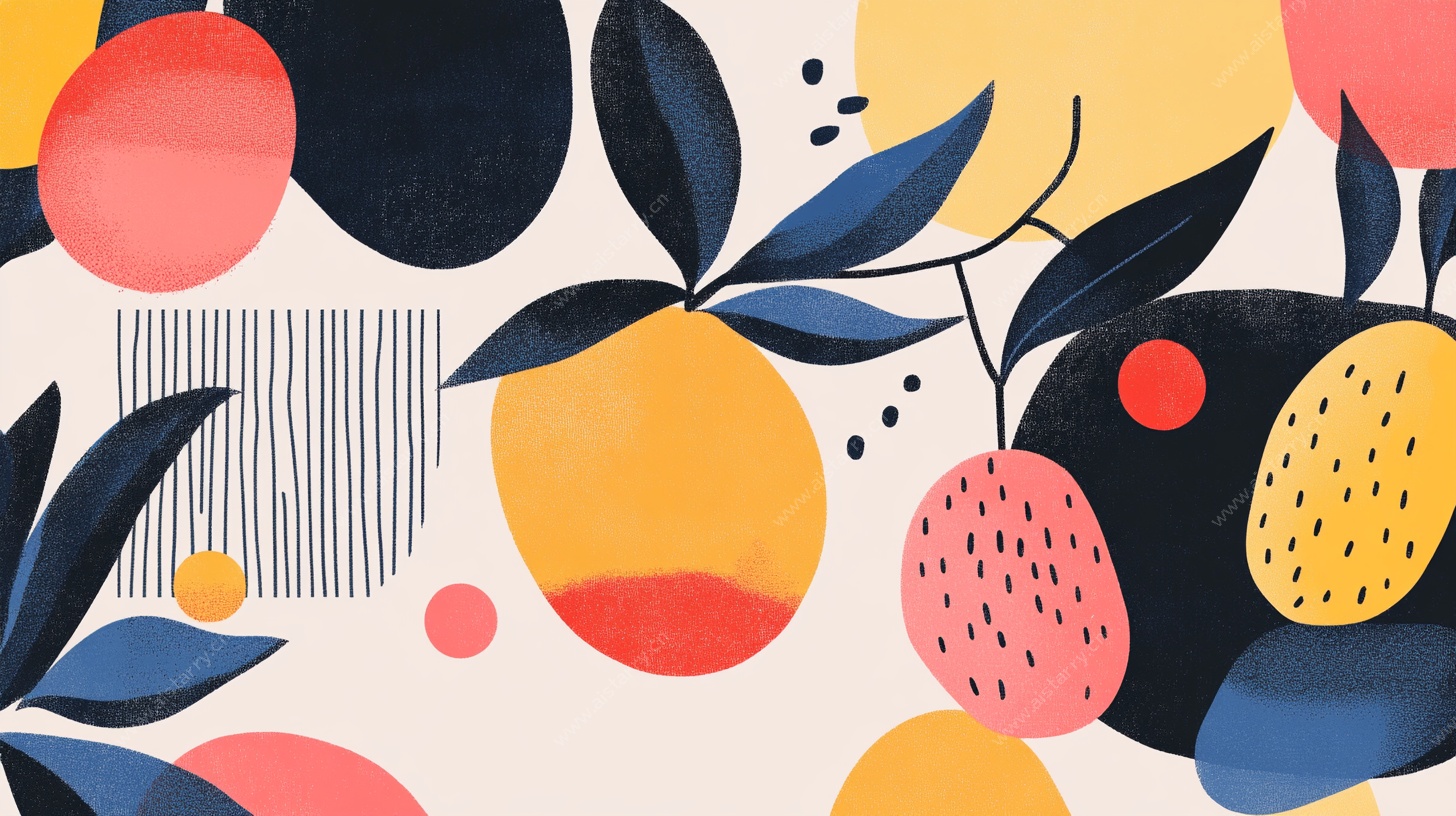 多彩水果抽象插画图案