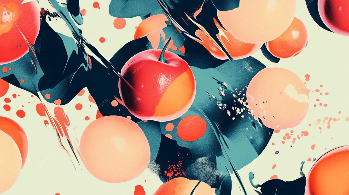 抽象水果水彩艺术画面