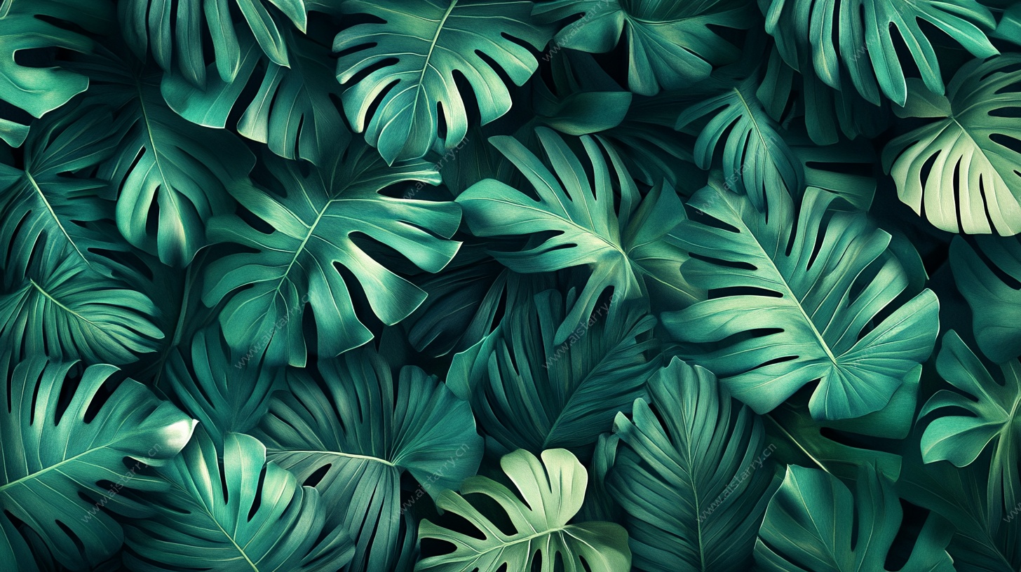 热带龟背叶背景图案