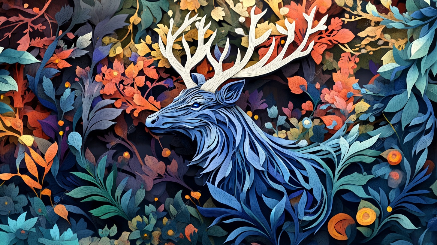 森林中的梦幻蓝鹿