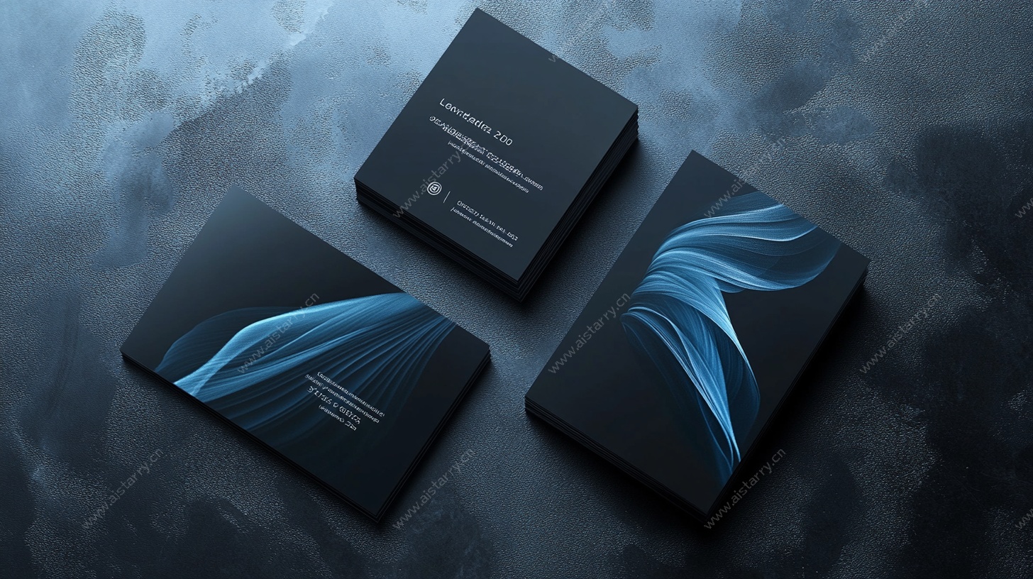 黑色名片的灵动蓝纹设计