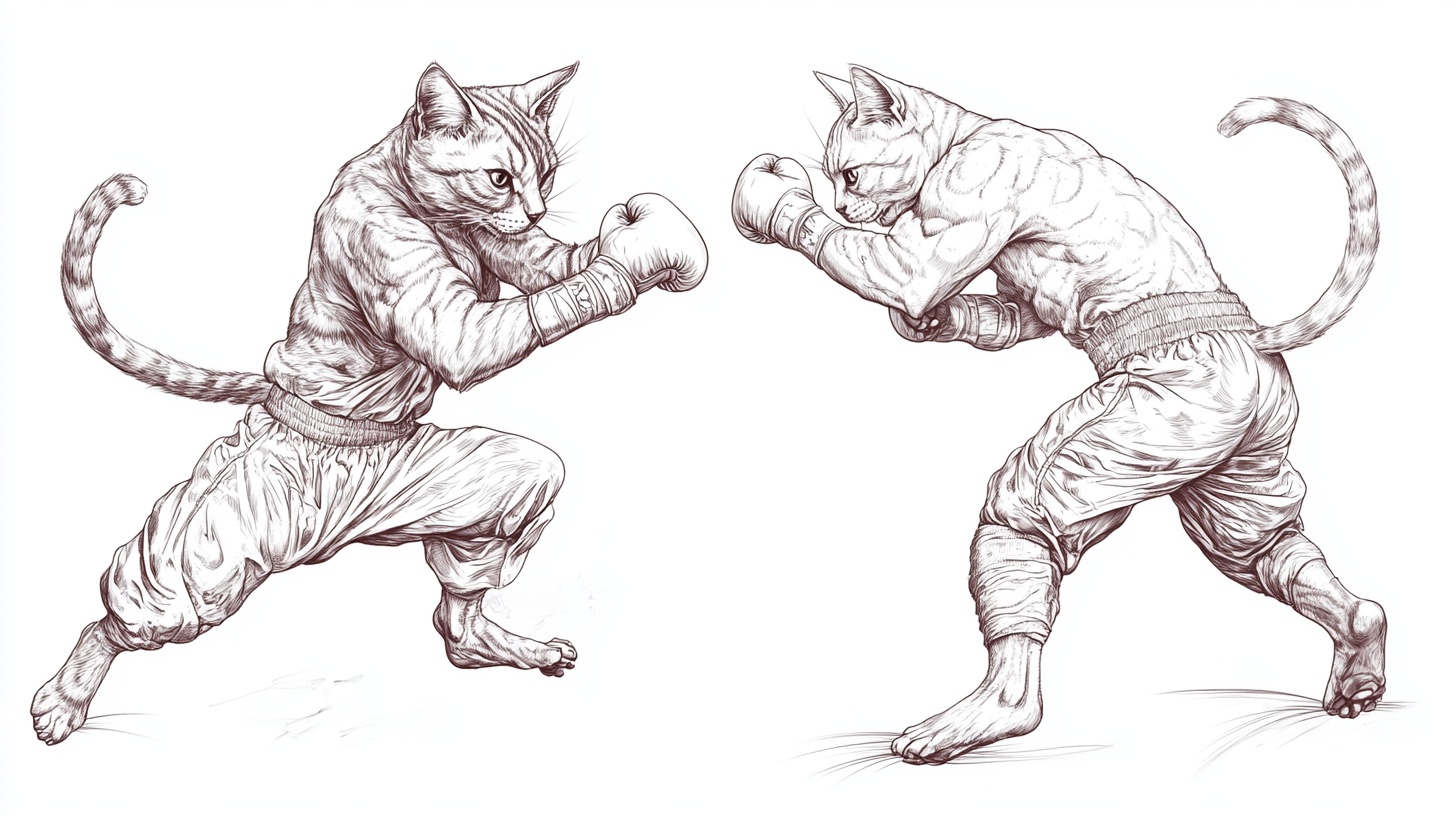 两只猫咪的拳击对决