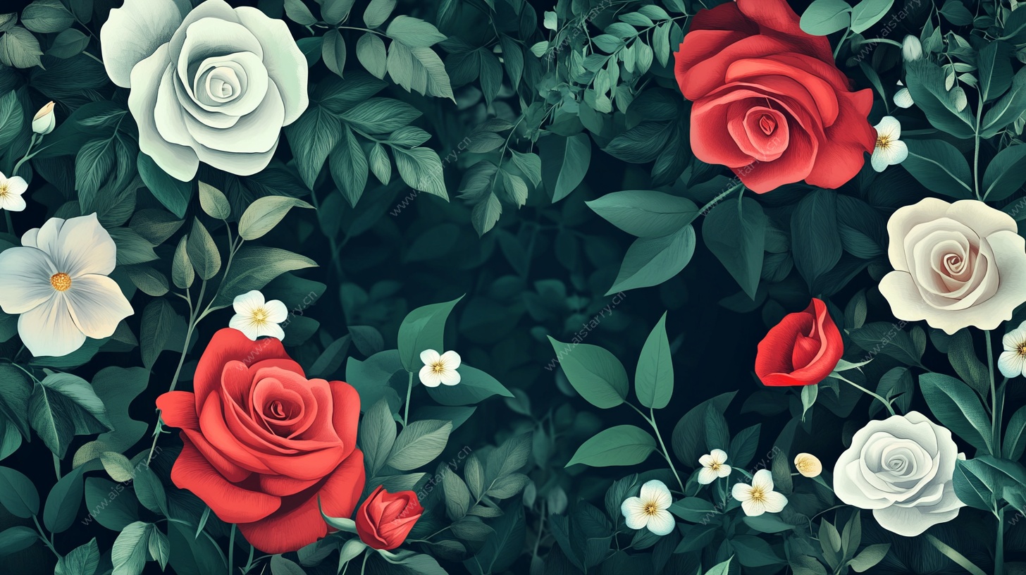 玫瑰花卉繁茂背景图