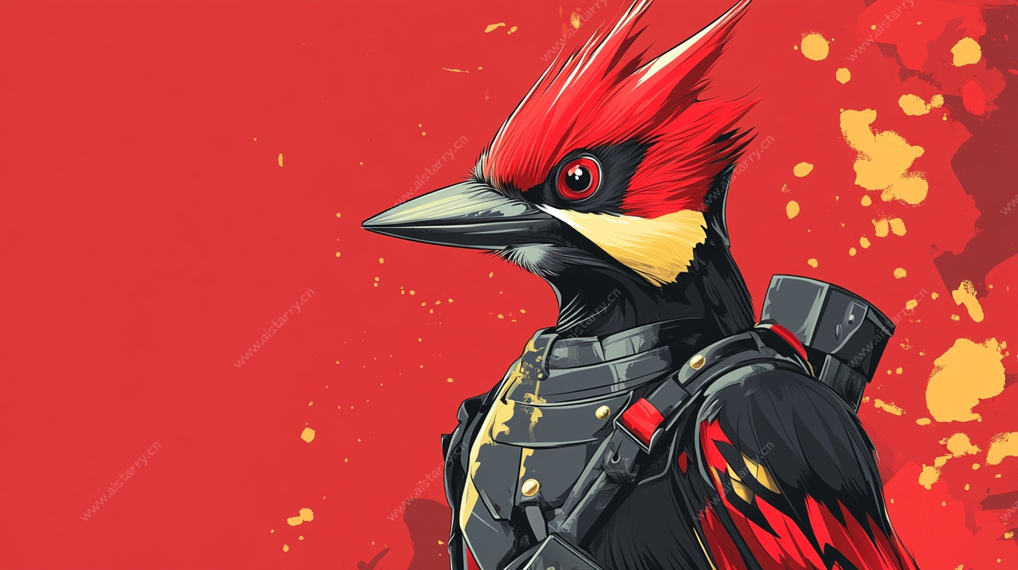 机械啄木鸟形象插画