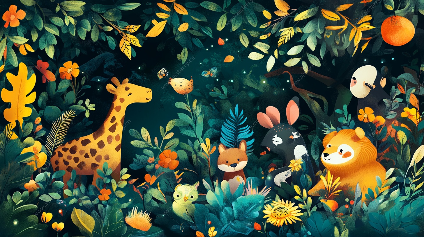 森林中的动物聚会