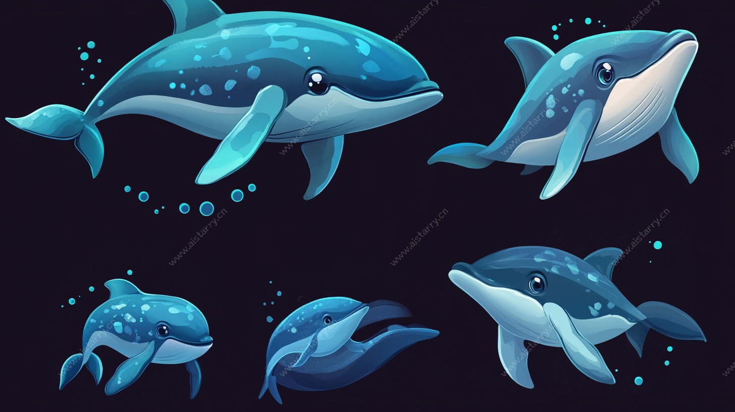 可爱海洋鲸豚插画集合